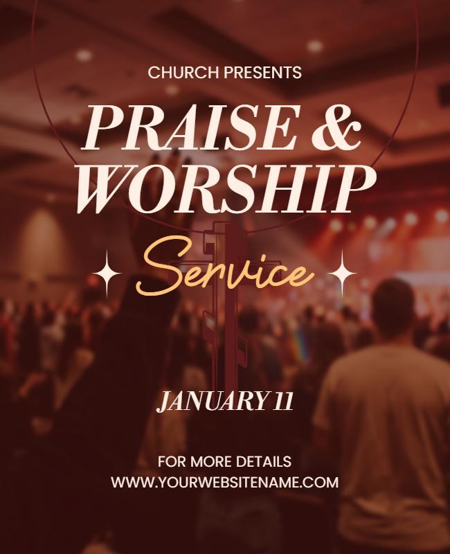 Praise and Worship Church Service Poster Template