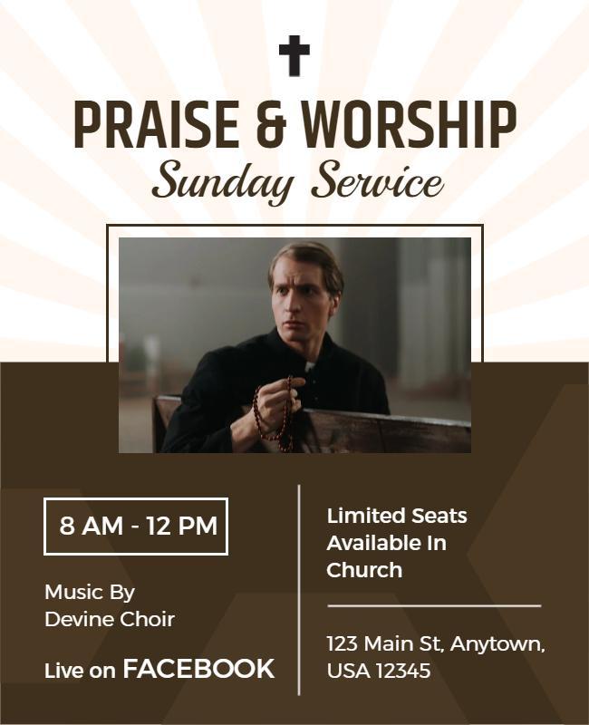 Praise and Worship Sunday Service Flyer Template