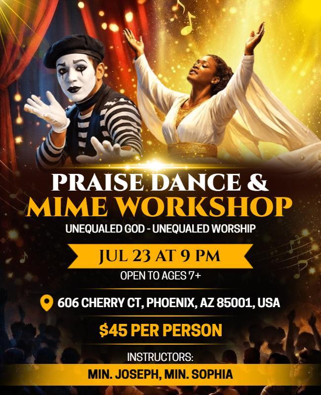 Praise Dance and Mime Workshop Event Flyer Template