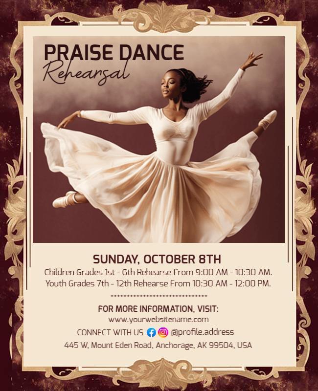 Praise Dance Rehearsal Event Flyer Template