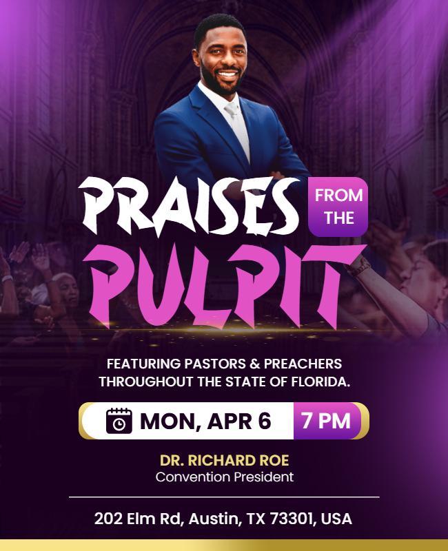 Praises from the Pulpit Church Event Flyer Template