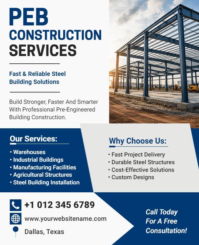 Pre-Engineered Building Construction Services Flyer Template