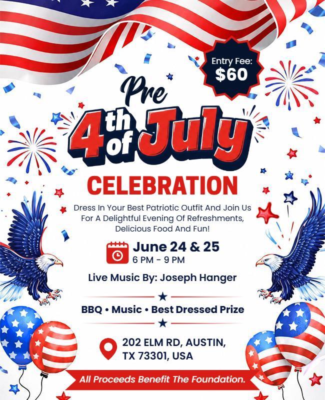 Pre Fourth of July Celebration Flyer Template