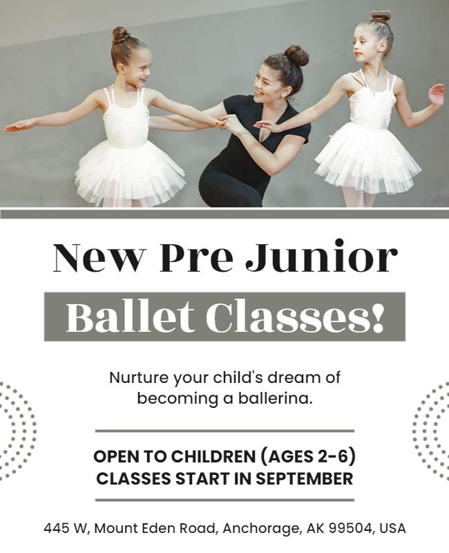 Pre Junior Ballet Classes Promotion Flyer Template