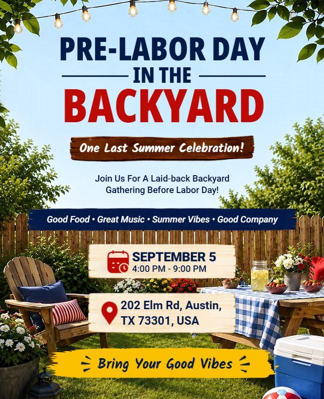Pre-Labor Day Backyard Gathering Celebration Flyer Template
