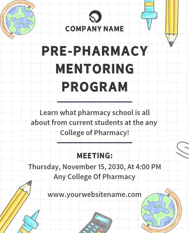 Pre Pharmacy Mentoring Program Educational Flyer Template