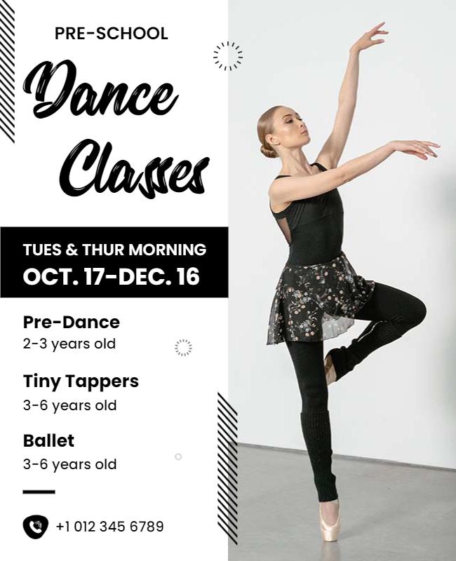 Pre School Dance Classes Enrollment Flyer Template