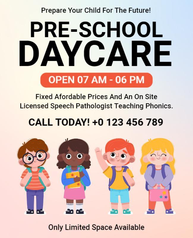 Pre School Daycare Promotional Flyer Template