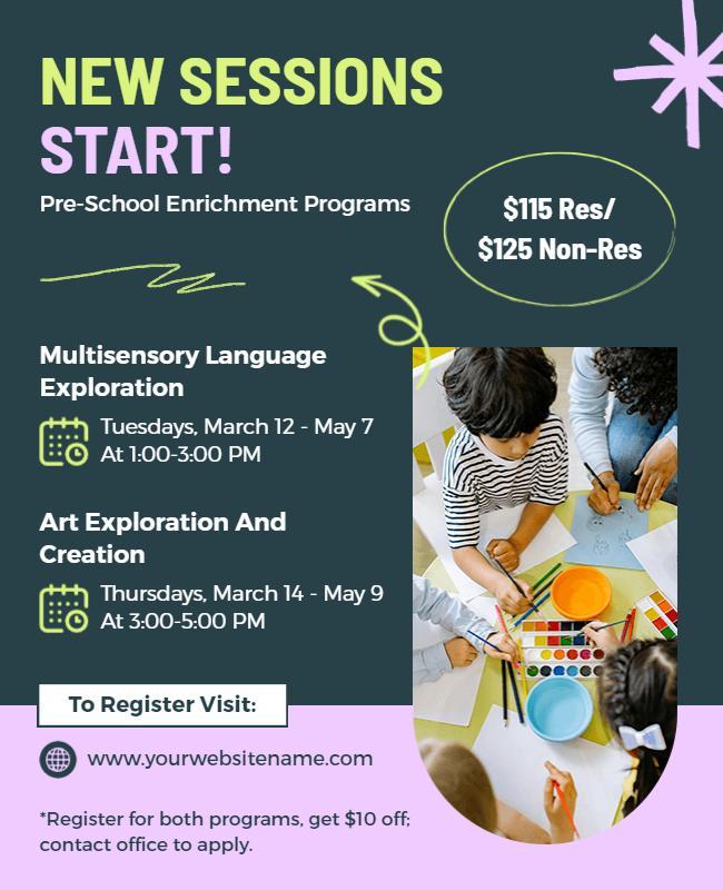 Pre School Enrichment Programs Flyer Template