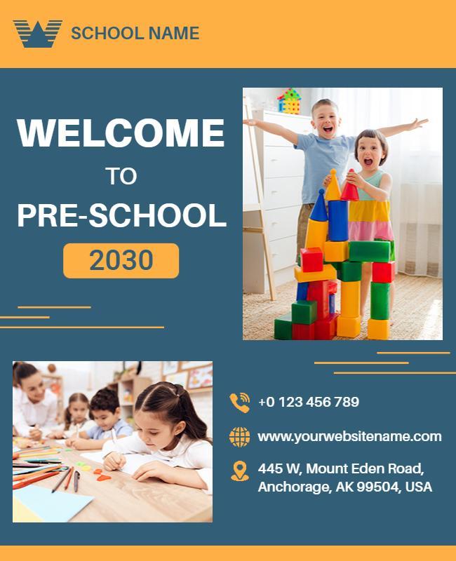 Pre School Enrollment Welcome Flyer Template