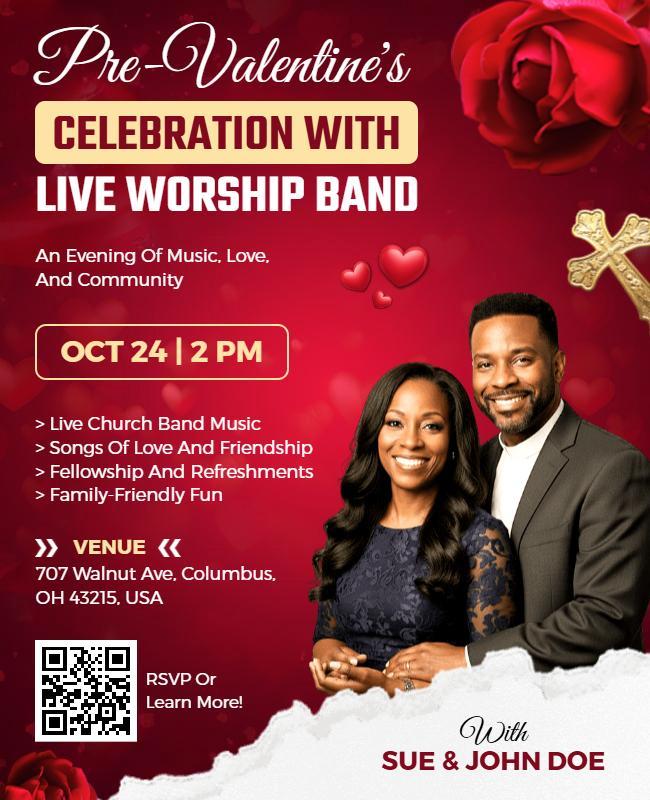 Pre-Valentine's Live Worship Band Event Celebration Flyer Template