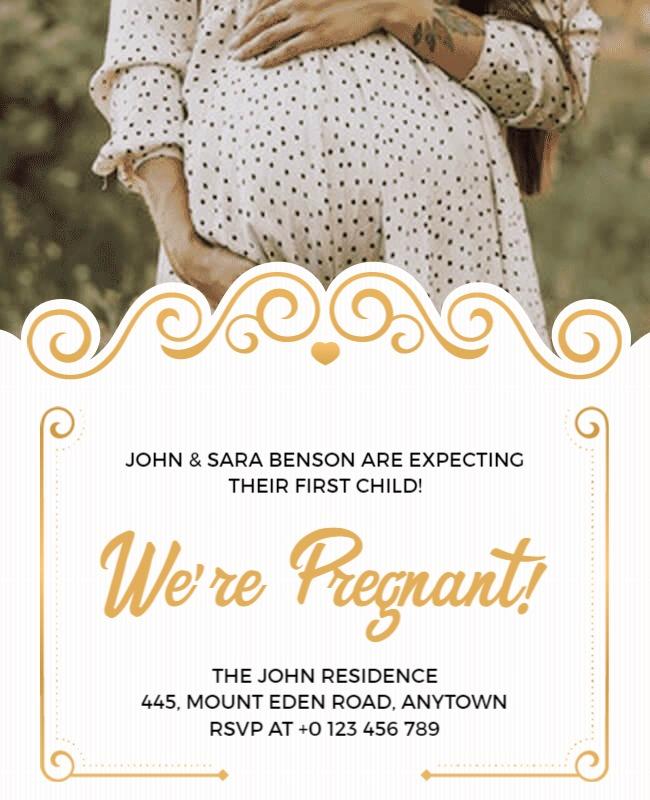 Elegant Gold Announcement for Baby Shower Invitation Flyer Template