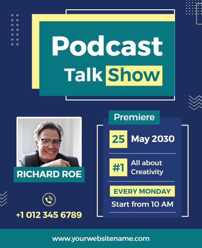 Premiere Podcast Talk Show Flyer Template