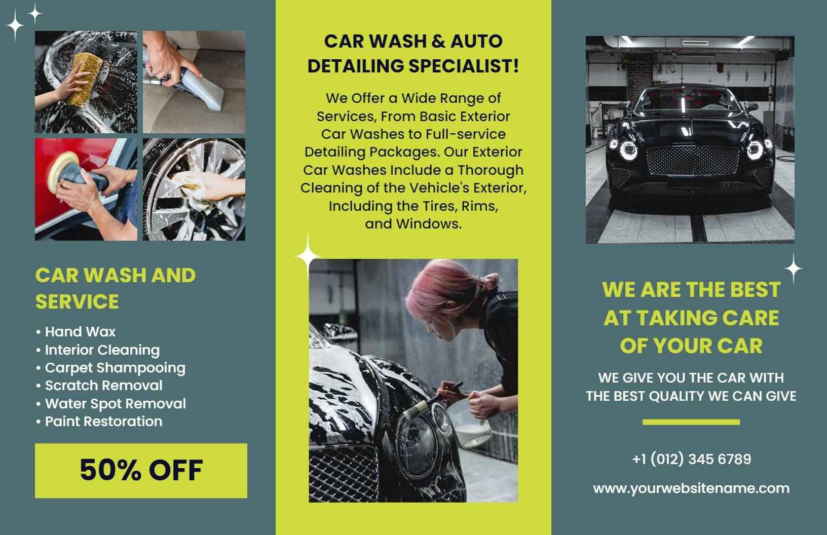 Premium Car Wash and Auto Detailing Services Brochure Template