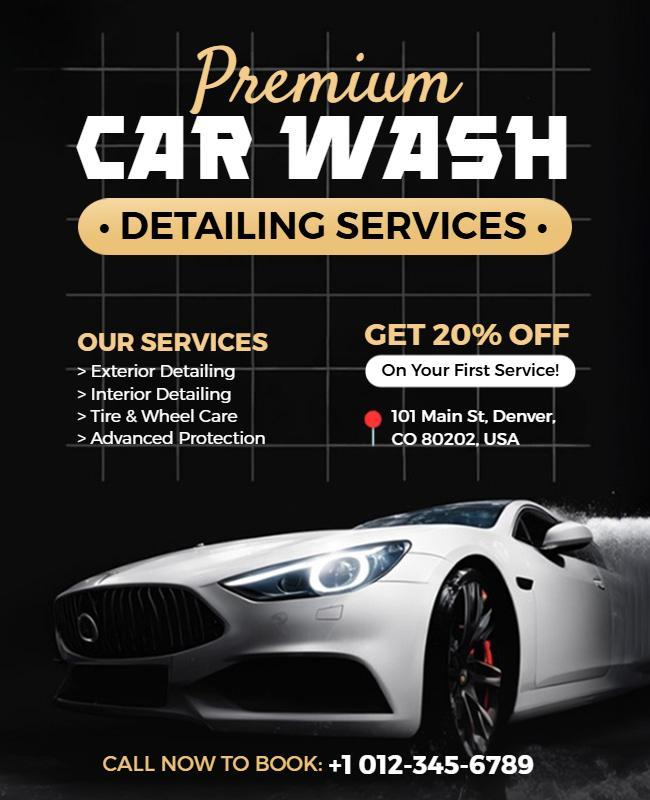 Premium Car Wash Detailing Services Flyer Template