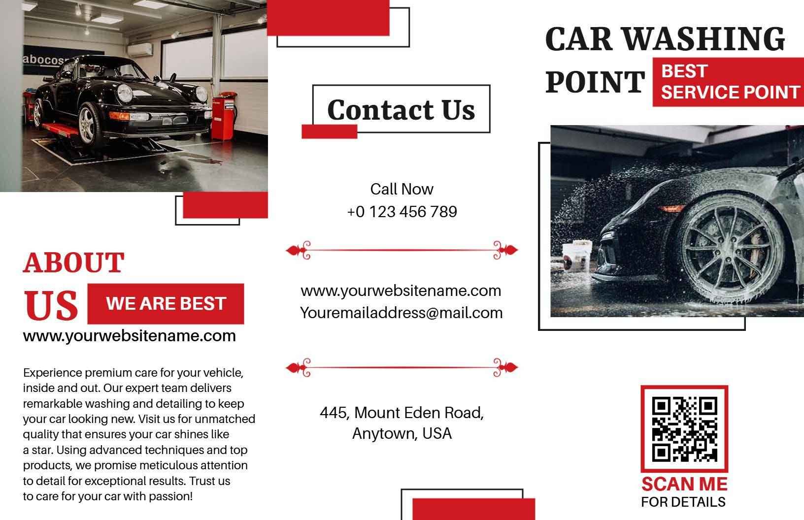 Premium Car Wash Services and Detailing Brochure Template