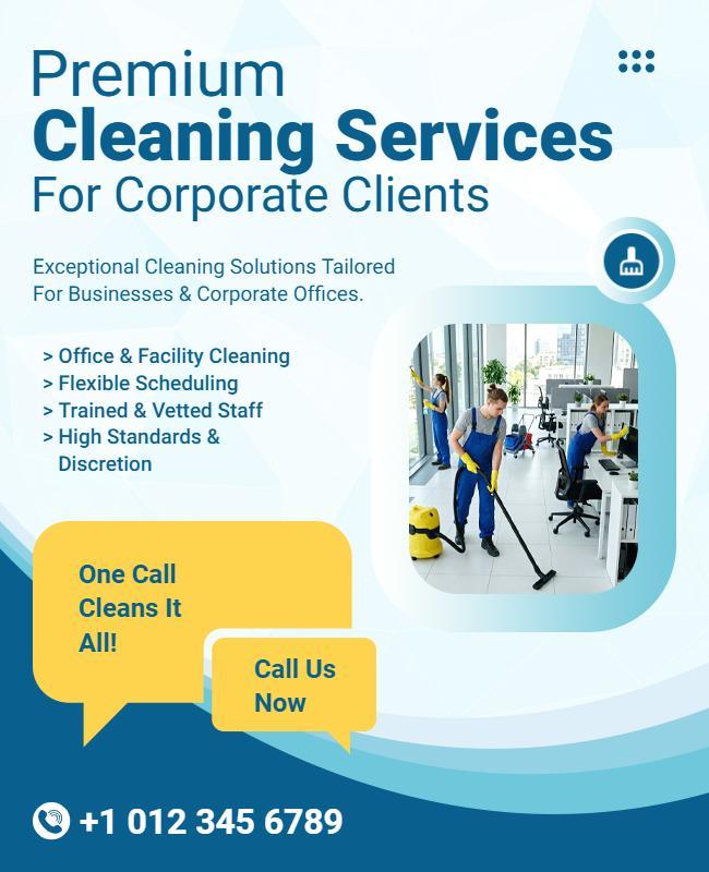 Premium Cleaning Services for Business Advertisement Poster Template