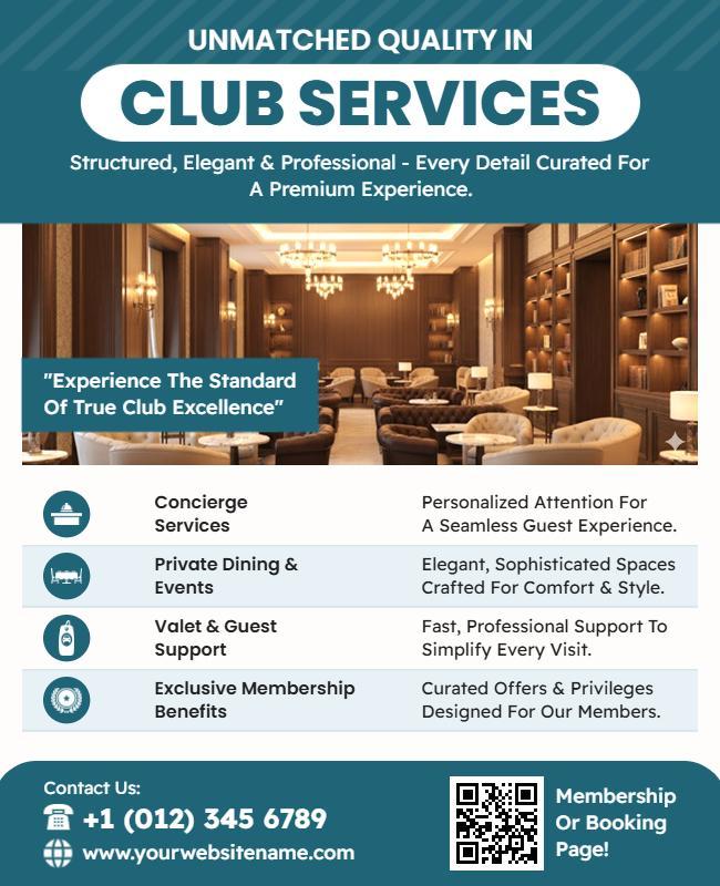 Premium Club Services for Exclusive Experiences Flyer Template