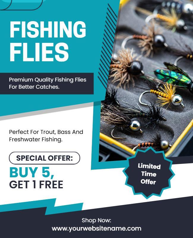 Premium Fishing Flies Sale Flyer Template