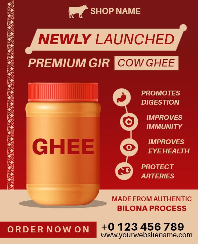 Premium Gir Cow Ghee Promotional Flyer Template