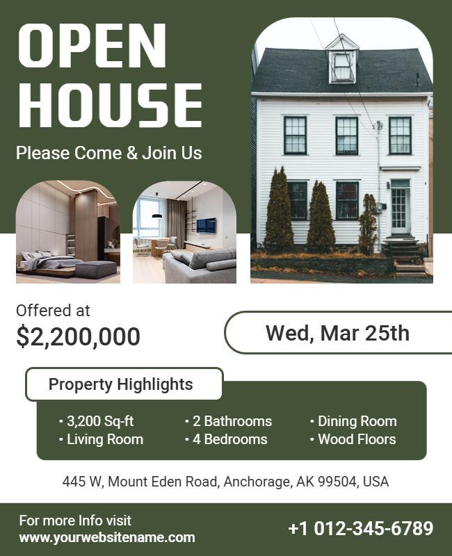 Premium Green Open House Flyer Template