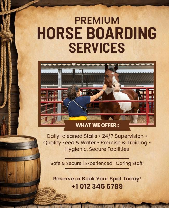 Premium Horse Boarding Services Flyer Template