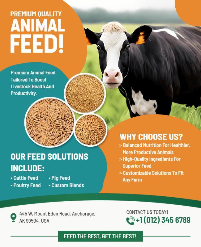 Premium Livestock Animal Feed Solutions Flyer Template