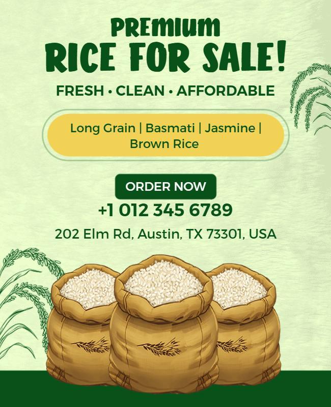 Premium Rice Sale Promotional Flyer Template