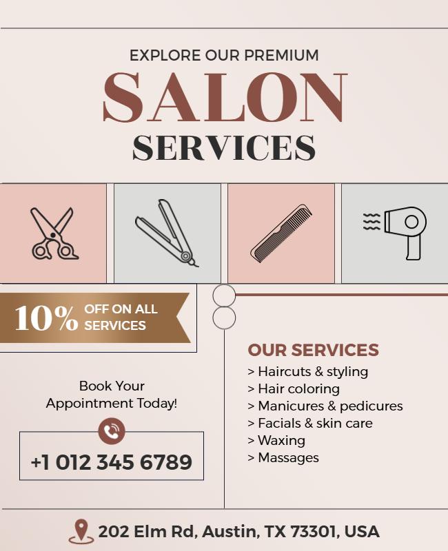 Premium Salon Services Promotional Flyer Template