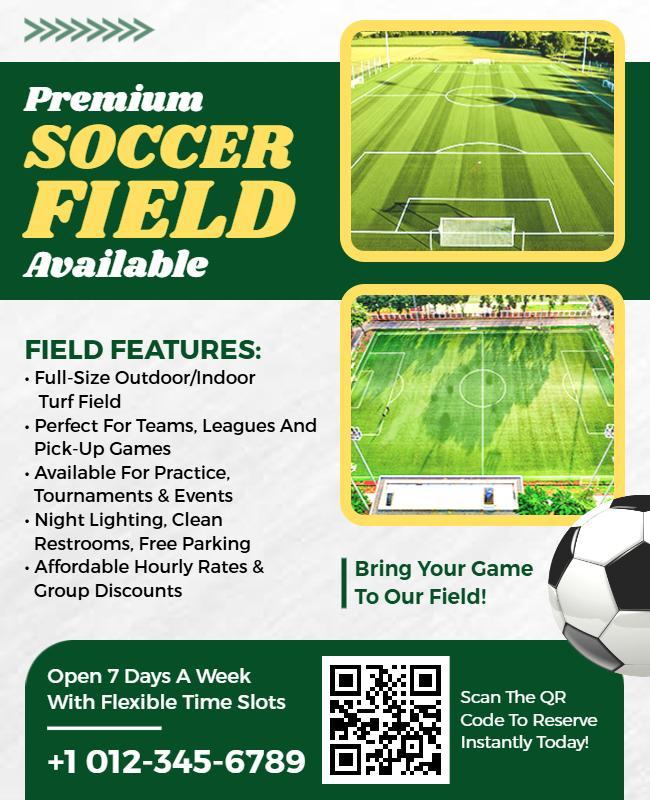 Premium Soccer Field Rental Flyer Template