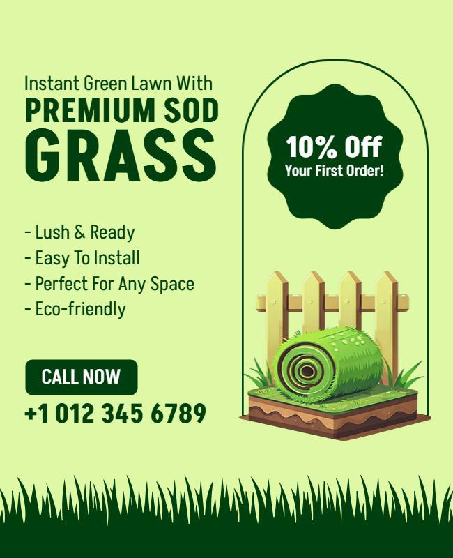 Premium Sod Grass Lawn Care Flyer Template