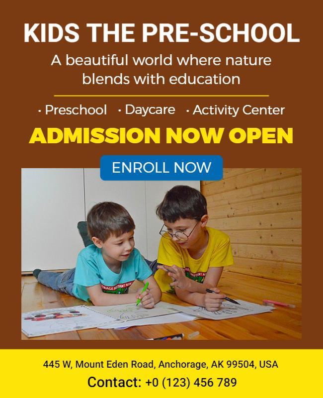 Preschool Admission Open Enrollment Flyer Template