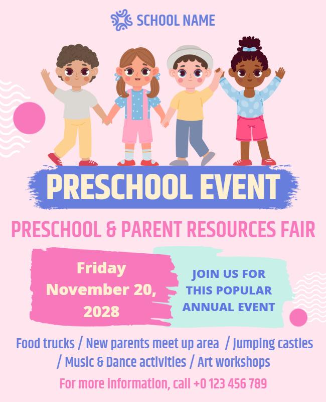 Preschool and Parent Resources Fair Flyer Template