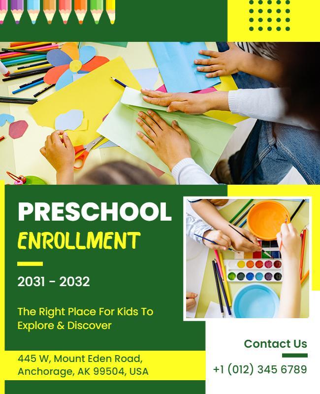 Preschool Enrollment Information Flyer Template