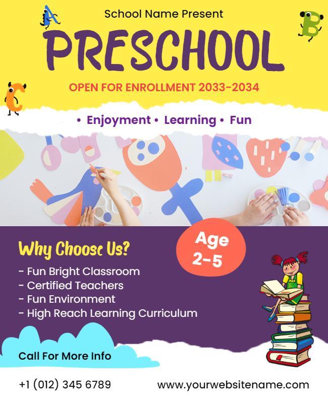 Preschool Enrollment Promotional Flyer Template