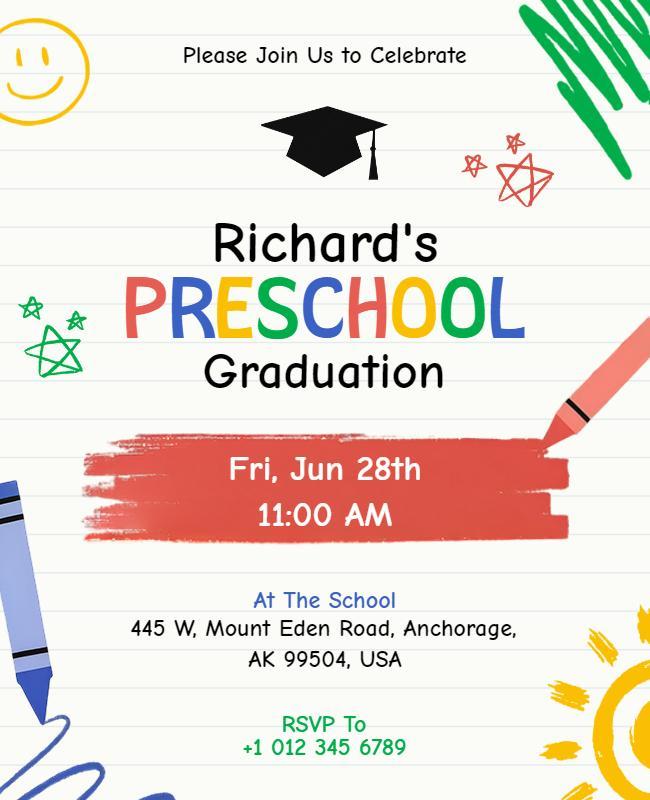 Preschool Graduation Celebration Invitation Flyer Template