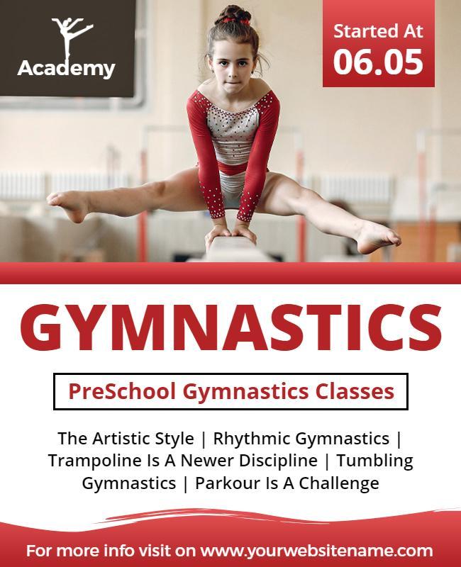 Preschool Gymnastics Classes Promotional Flyer Template