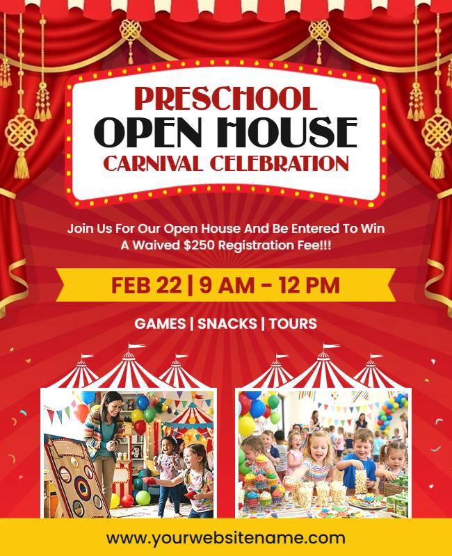 Preschool Open House Carnival Celebration Flyer Template