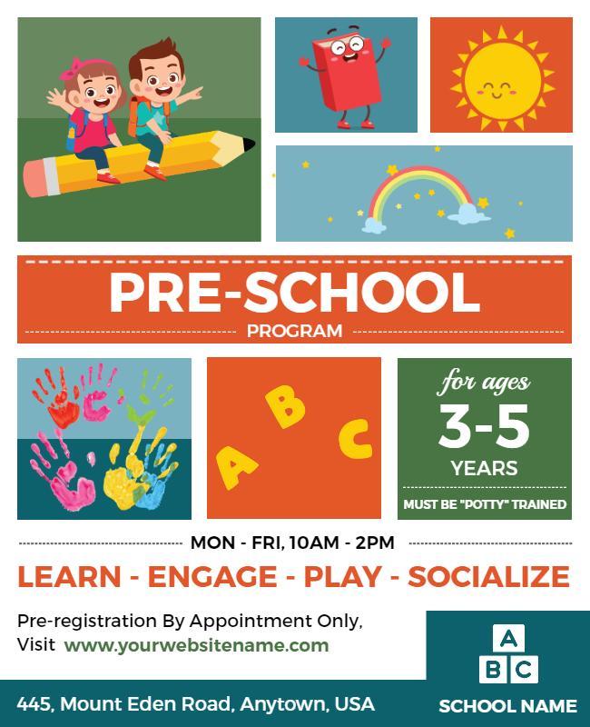 Preschool Program Enrollment Flyer Template