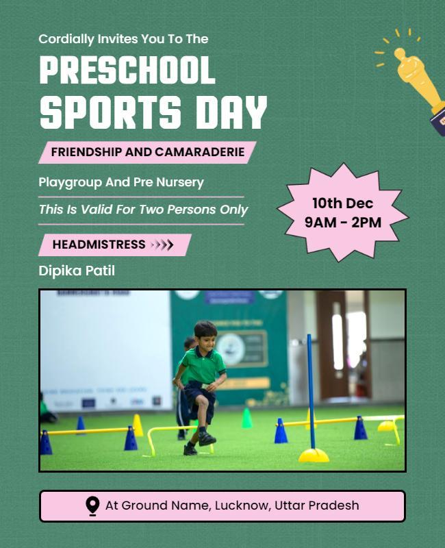 Preschool Sports Day Event Flyer Template