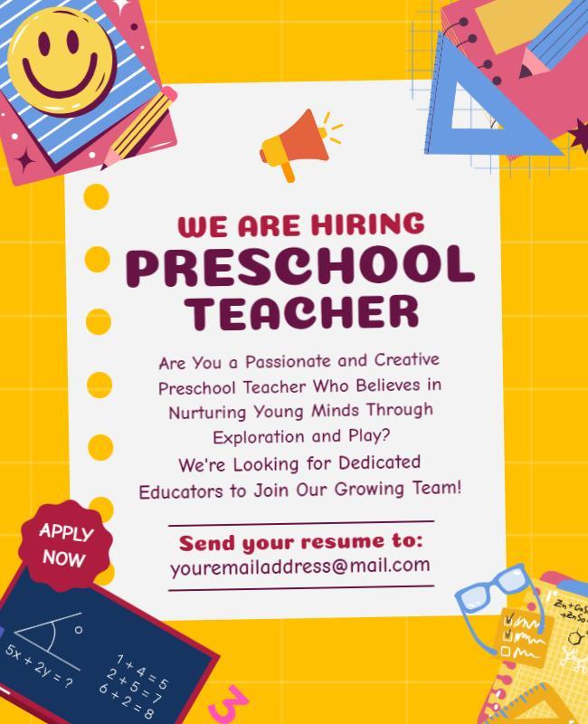 Preschool Teacher Hiring Flyer Template