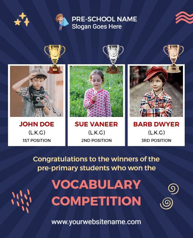 Preschool Vocabulary Competition Winners Flyer Template