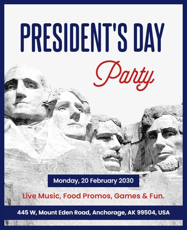 Presidents Day Celebration Party Flyer Template