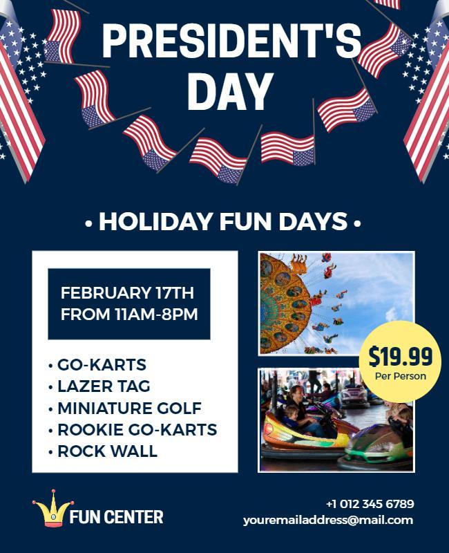 Presidents Day Fun Activities Flyer Template