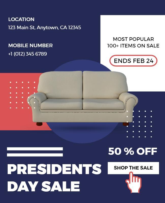 Presidents Day Furniture Sale Flyer Template