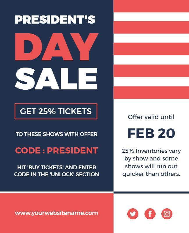 Presidents Day Sale Event Promotion Flyer Template