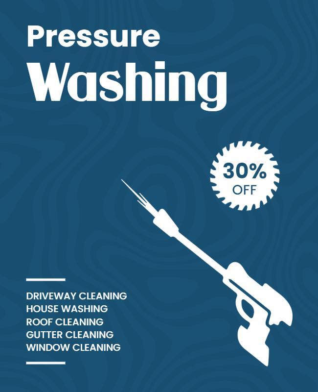 Modern Blue Pressure Washing Service Discount Flyer Template