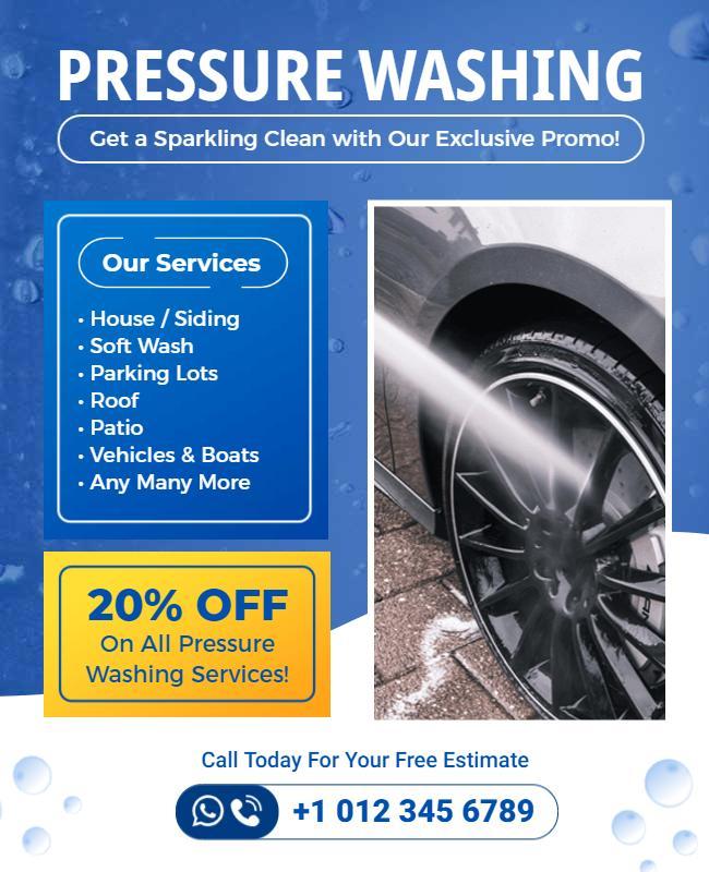 Dynamic Water-Themed Pressure Cleaning Promo Flyer Template