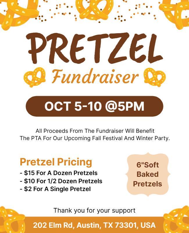 Pretzel Fundraiser Event Flyer Template