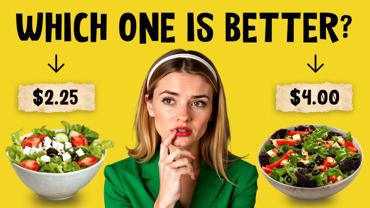 Price Comparison Healthy Salad Choices Food YouTube Thumbnail Template